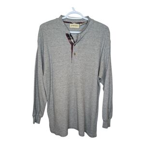 Vintage St. Johns Bay Grey Long Sleeve Waffle Knit Henley Top Men's Small